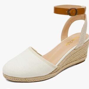 Dream Pairs Size 8 Women's Ankle Strap Closed Toe Espadrille Wedge Heels Sandals